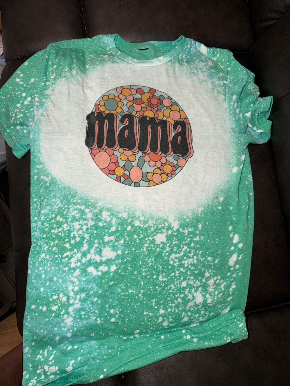 Mama Graphic Tee - Mint Green Floral Print SZ SM